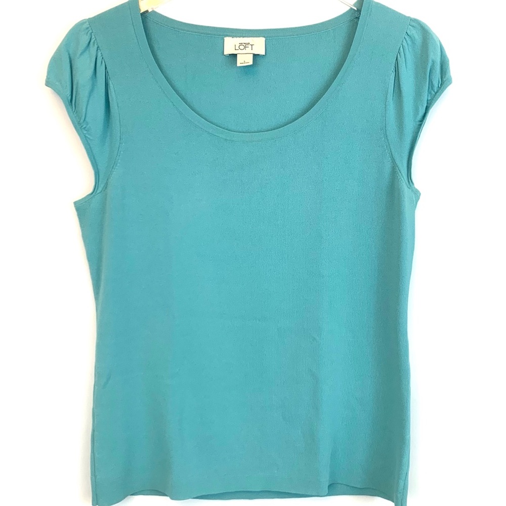 Ann Taylor Loft Short Sleeve Blue Top